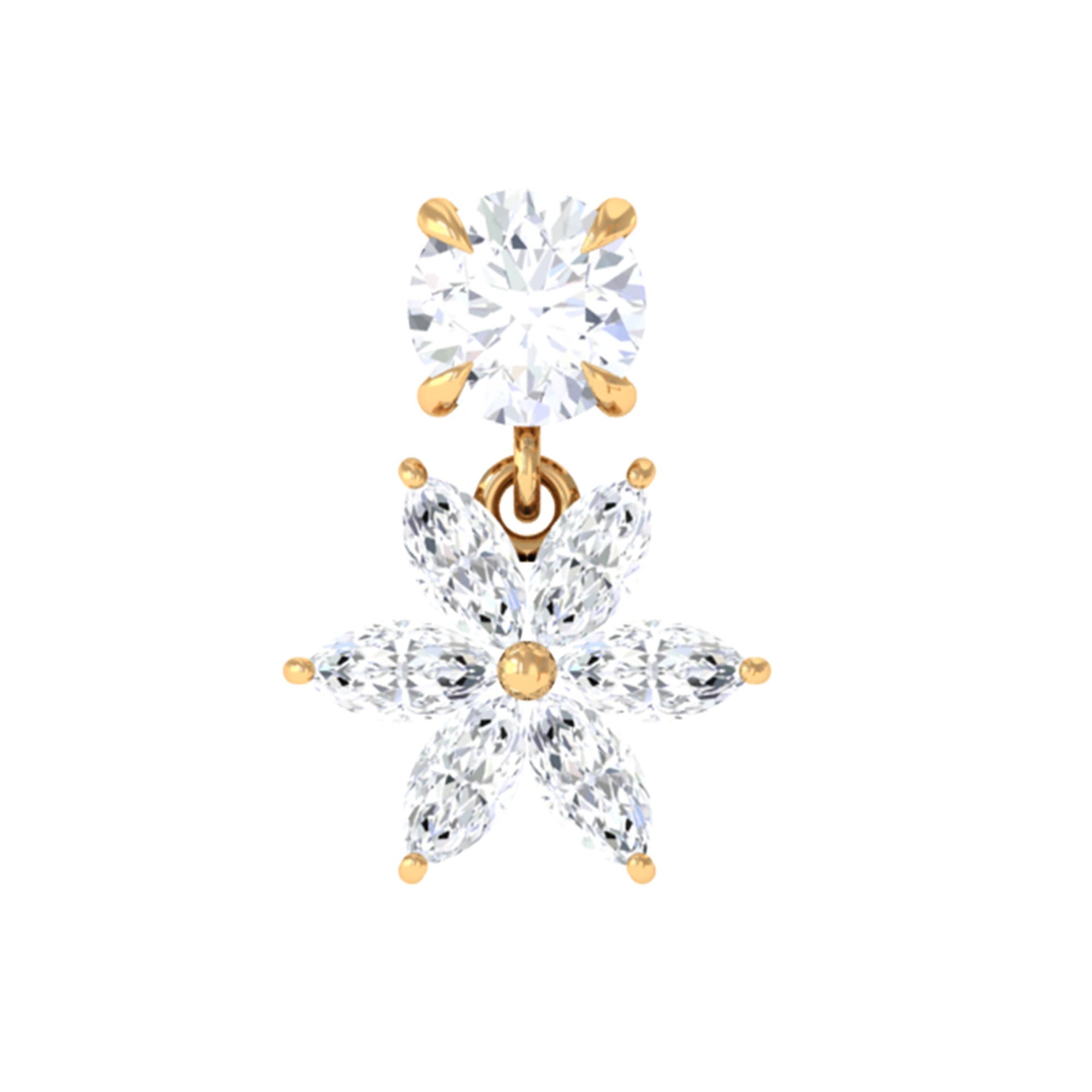 Rosec Jewels-Certified Moissanite Flower Drop Cartilage Earring