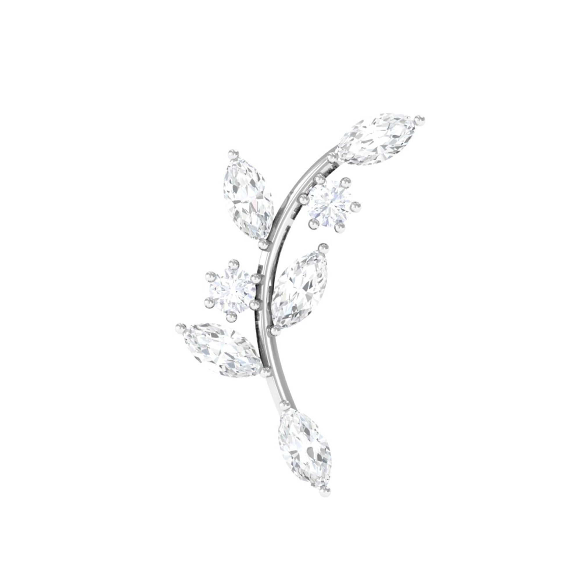 Rosec Jewels-Womens Marquise Diamond Leaf Crawler Earring