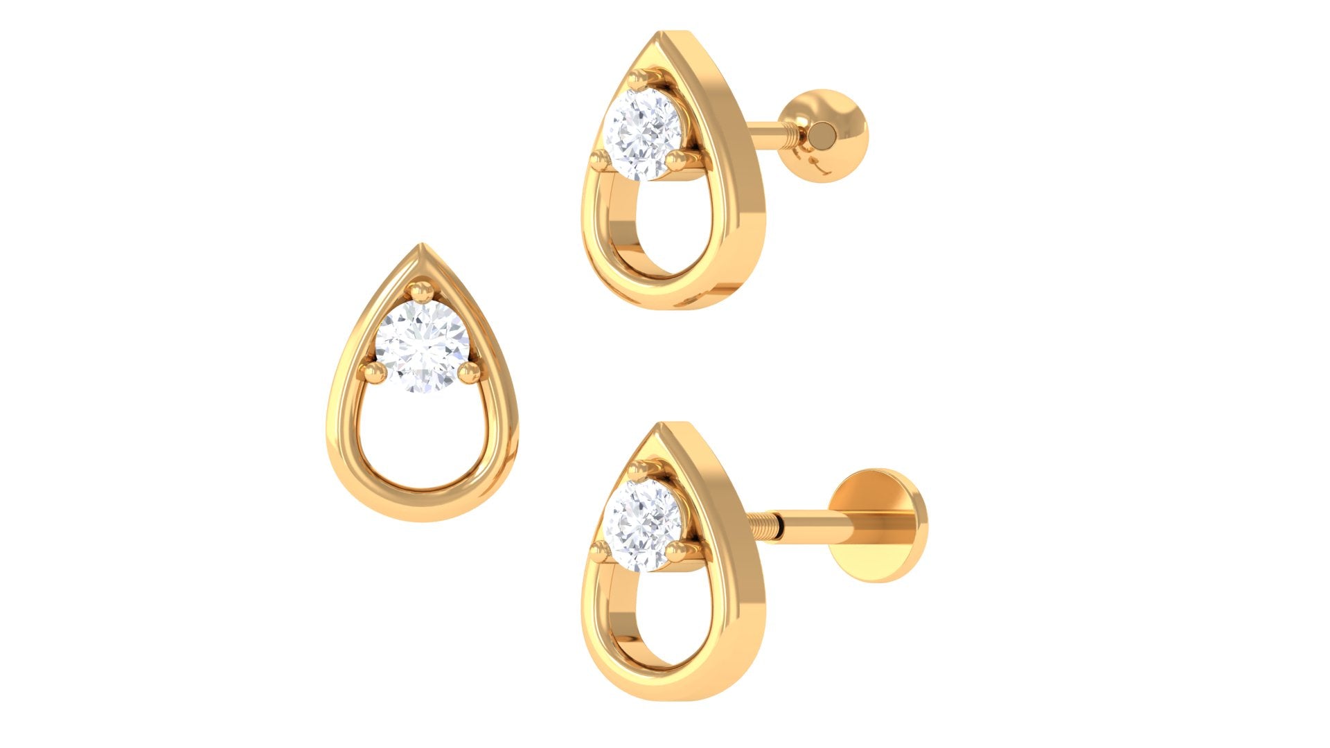 Rosec Jewels-Round Moissanite Teardrop Helix Earring