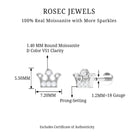 Rosec Jewels-Moissanite Gold Crown Earring for Cartilage Piercing