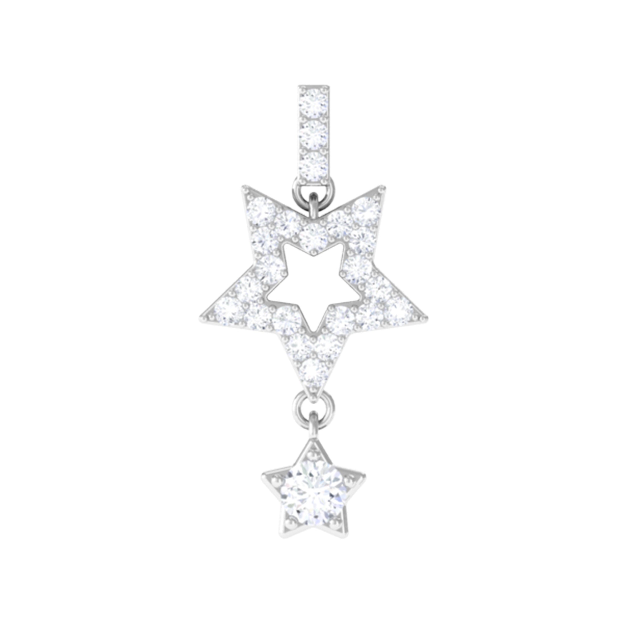 Rosec Jewels-Moissanite Star Dangle Earring for Cartilage Piercing