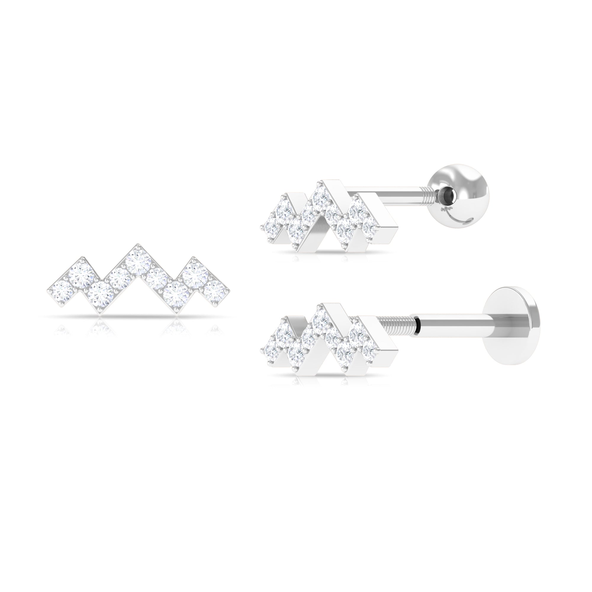 Rosec Jewels-Unique Real Diamond Zigzag Cartilage Earring