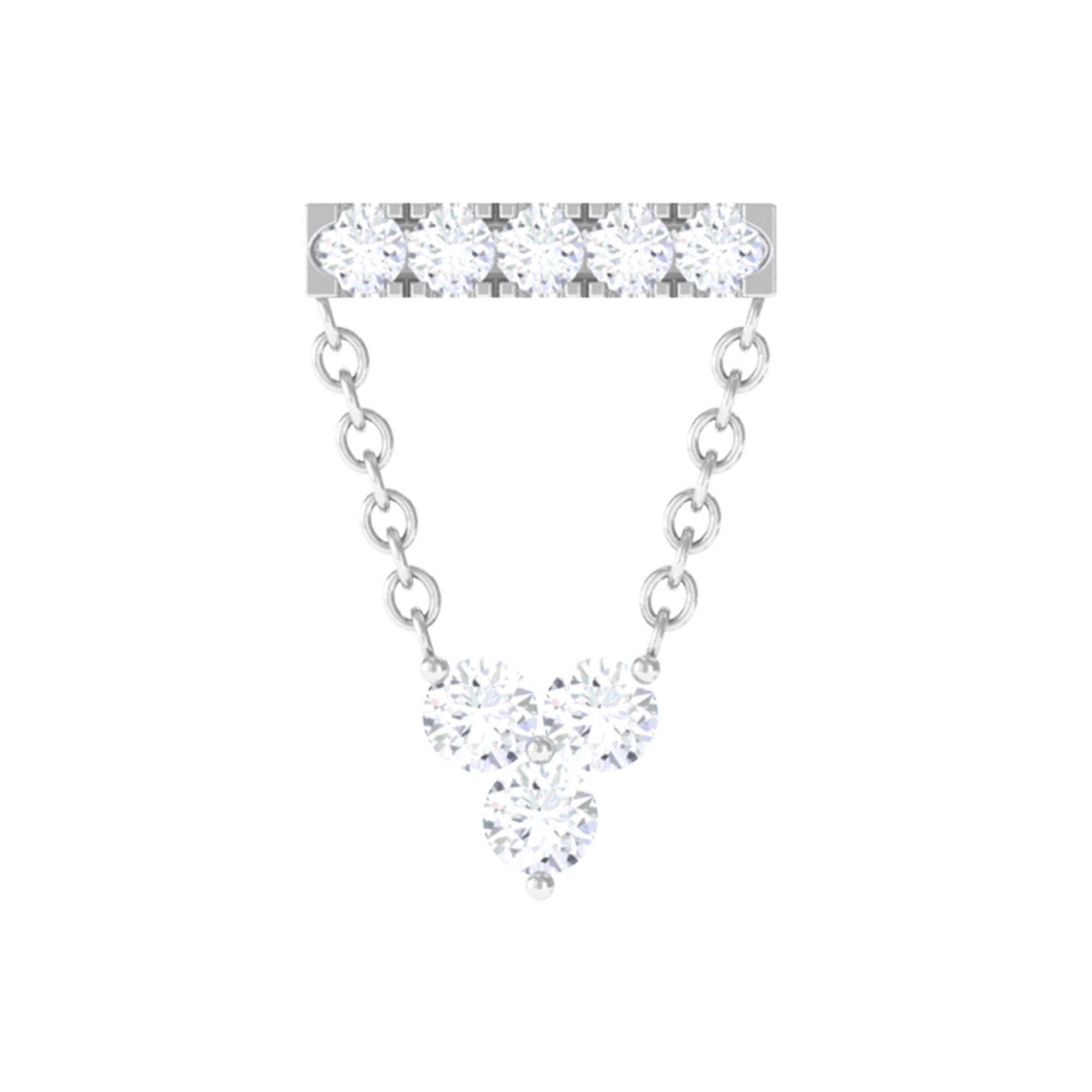 Rosec Jewels-Certified Moissanite Bar Chain Dangling Earring