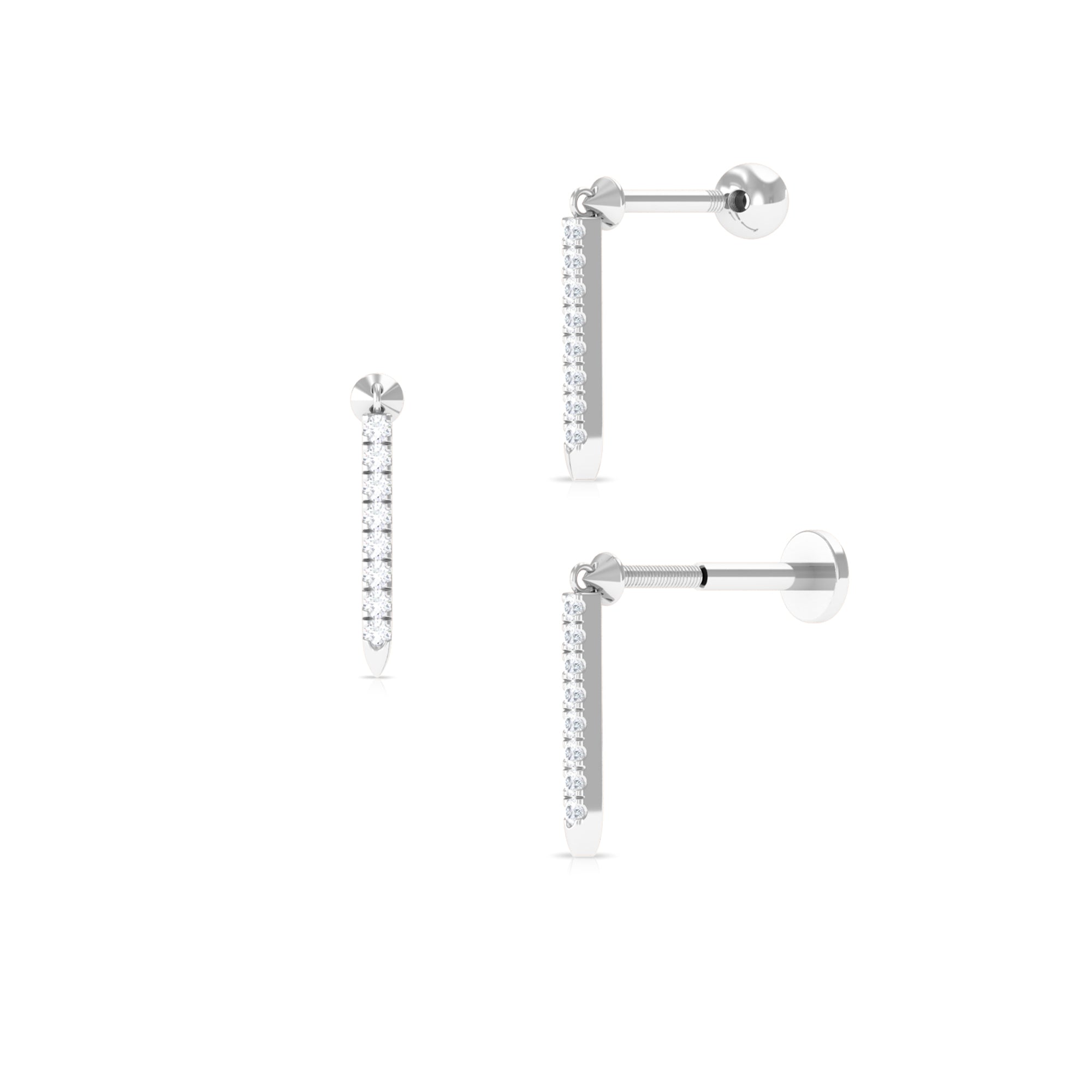 Rosec Jewels-Minimalist Diamond Line Bar Earring for Helix Piercing