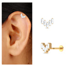 Rosec Jewels-Baguette Moissanite 5 Stone Cartilage Earring