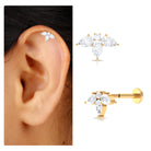 Rosec Jewels-Certified Pear Shape Moissanite Flower Helix Earring