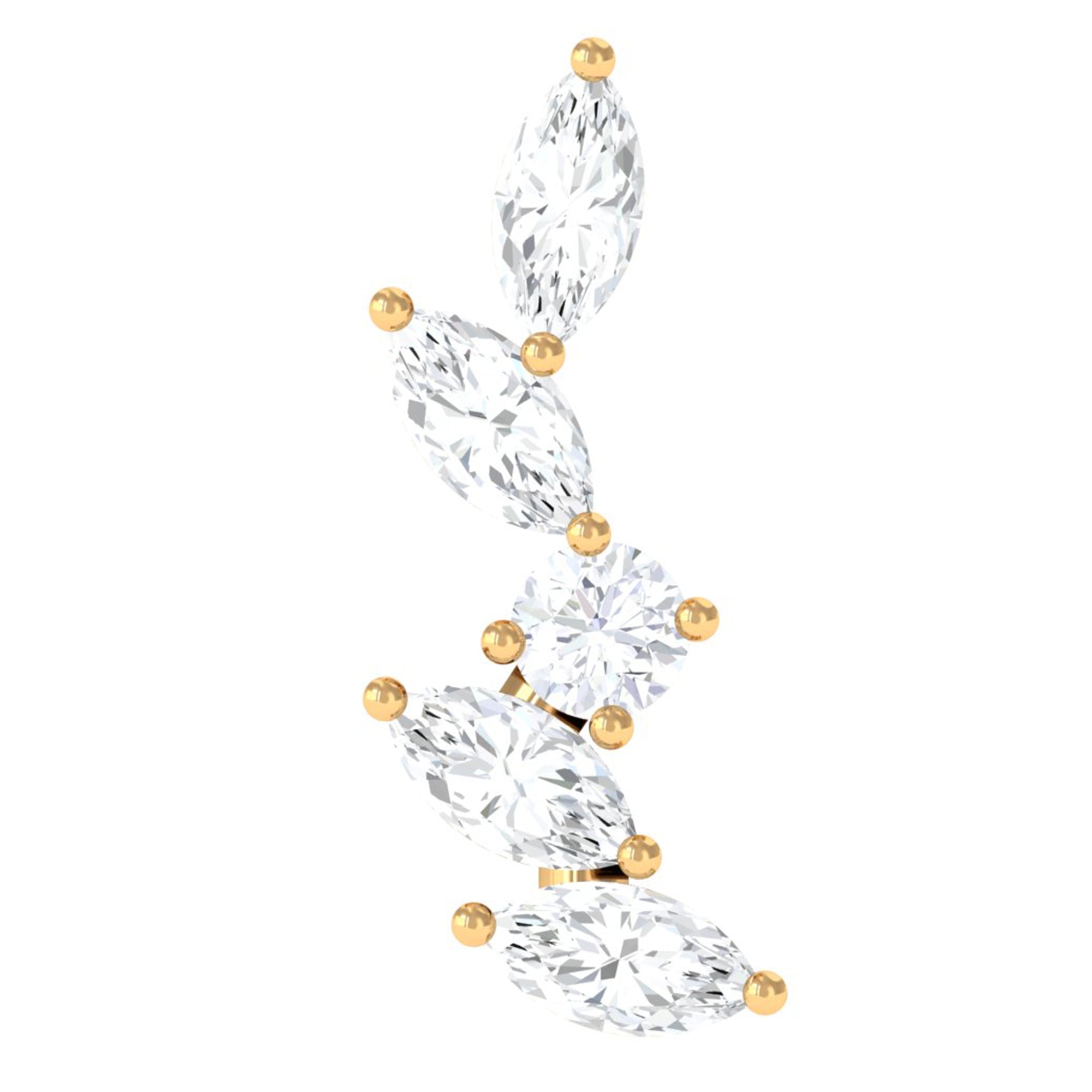 Rosec Jewels-Marquise Shape Diamond Leaf Crawler Helix Earring