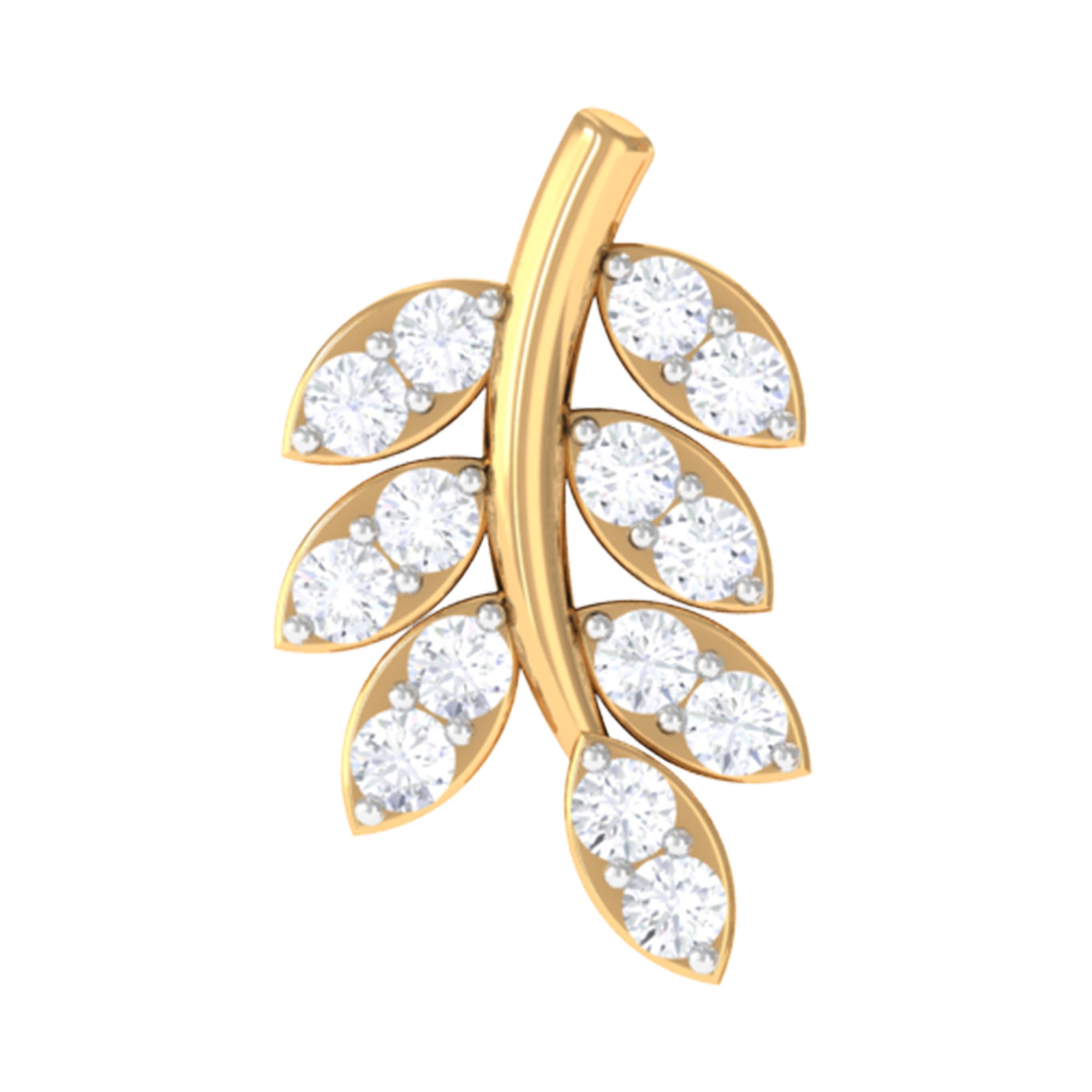 Rosec Jewels-Natural Diamond Olive Leaf Earring for Cartilage Piercing