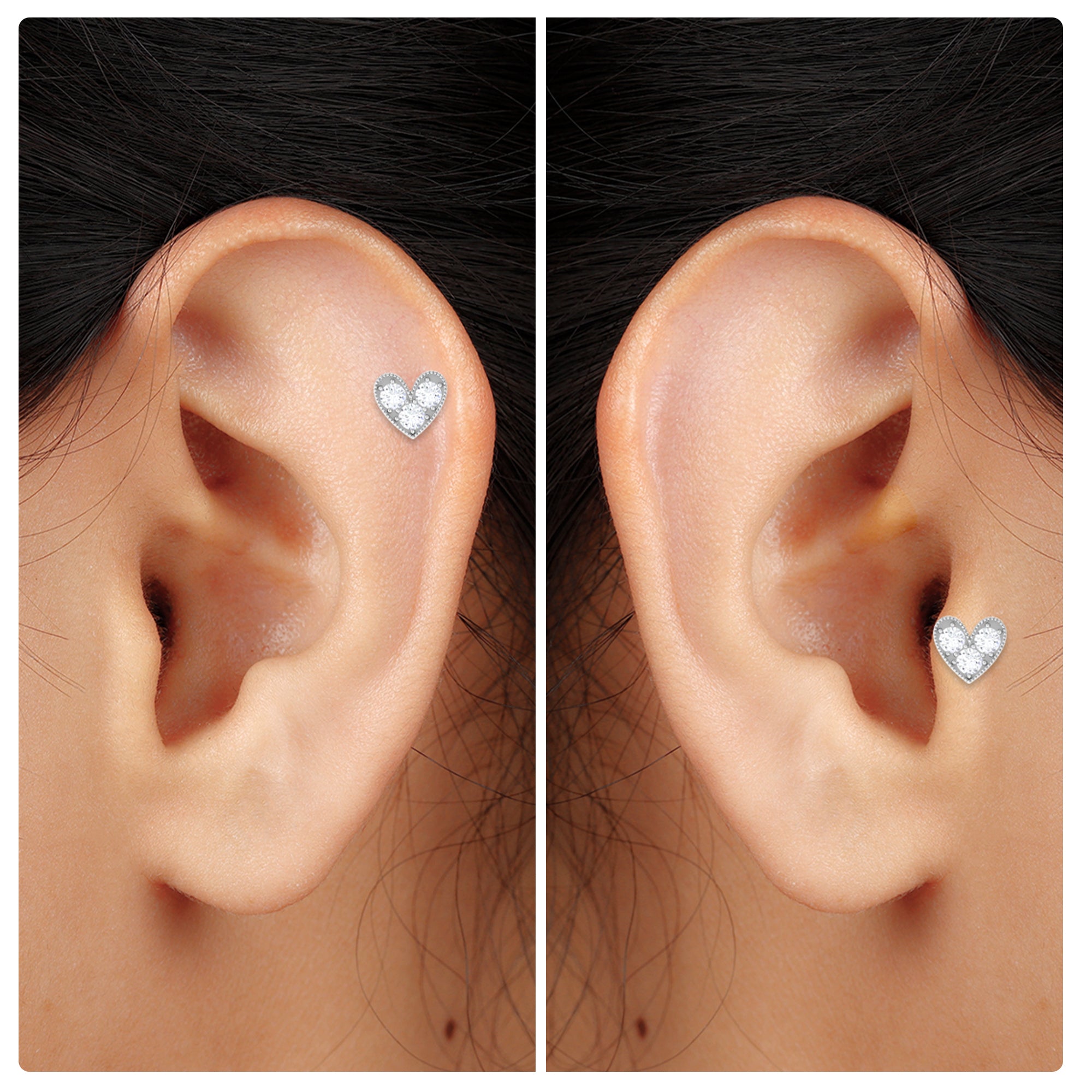 Rosec Jewels-Unique Moissanite Heart Earring for Cartilage Piercing