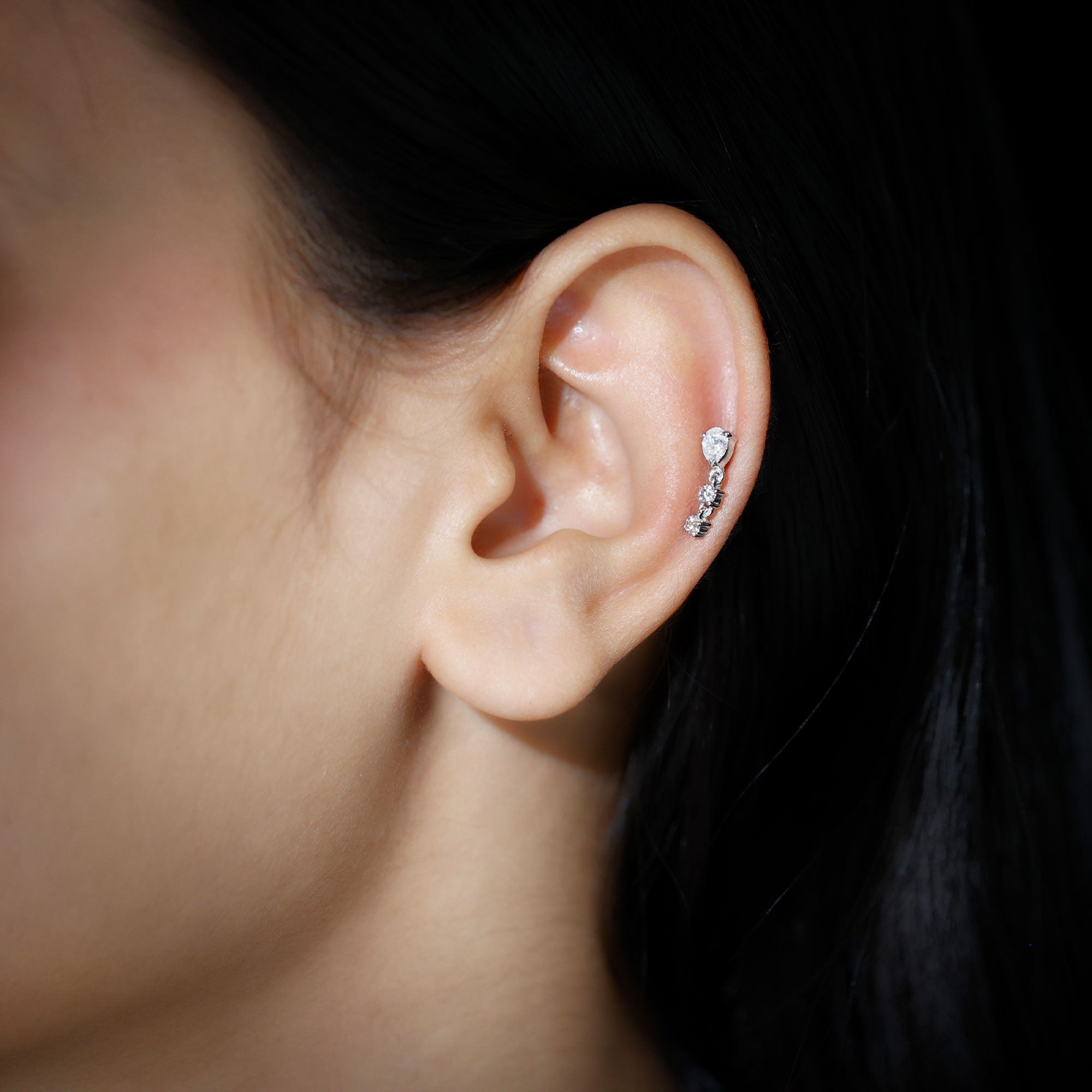 Rosec Jewels-Minimal Diamond Dangle Earring for Helix Piercing