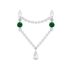 Rosec Jewels-Moissanite Double Piercing Earring with Created Emerald