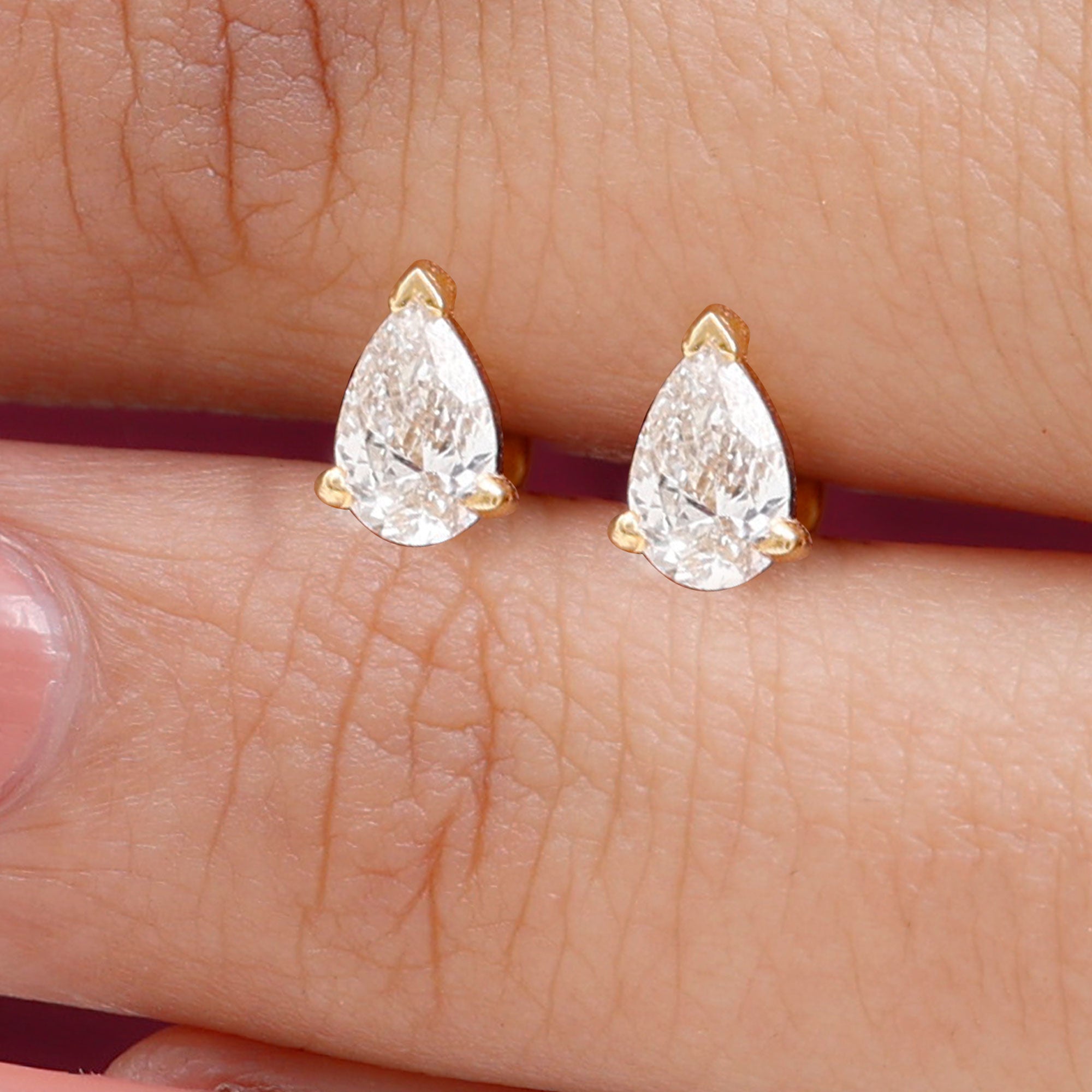 Rosec Jewels-Pear Shape Moissanite Solitaire Conch Earring