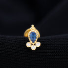 Rosec Jewels-Blue Sapphire and Diamond Tragus Earring with Beaded Gold