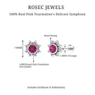 Rosec Jewels-Real Pink Tourmaline Solitaire Rook Earring with Gold Beaded