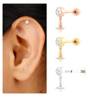 Rosec Jewels-Bezel Set Round Cut Moissanite Helix Drop Earring in Gold