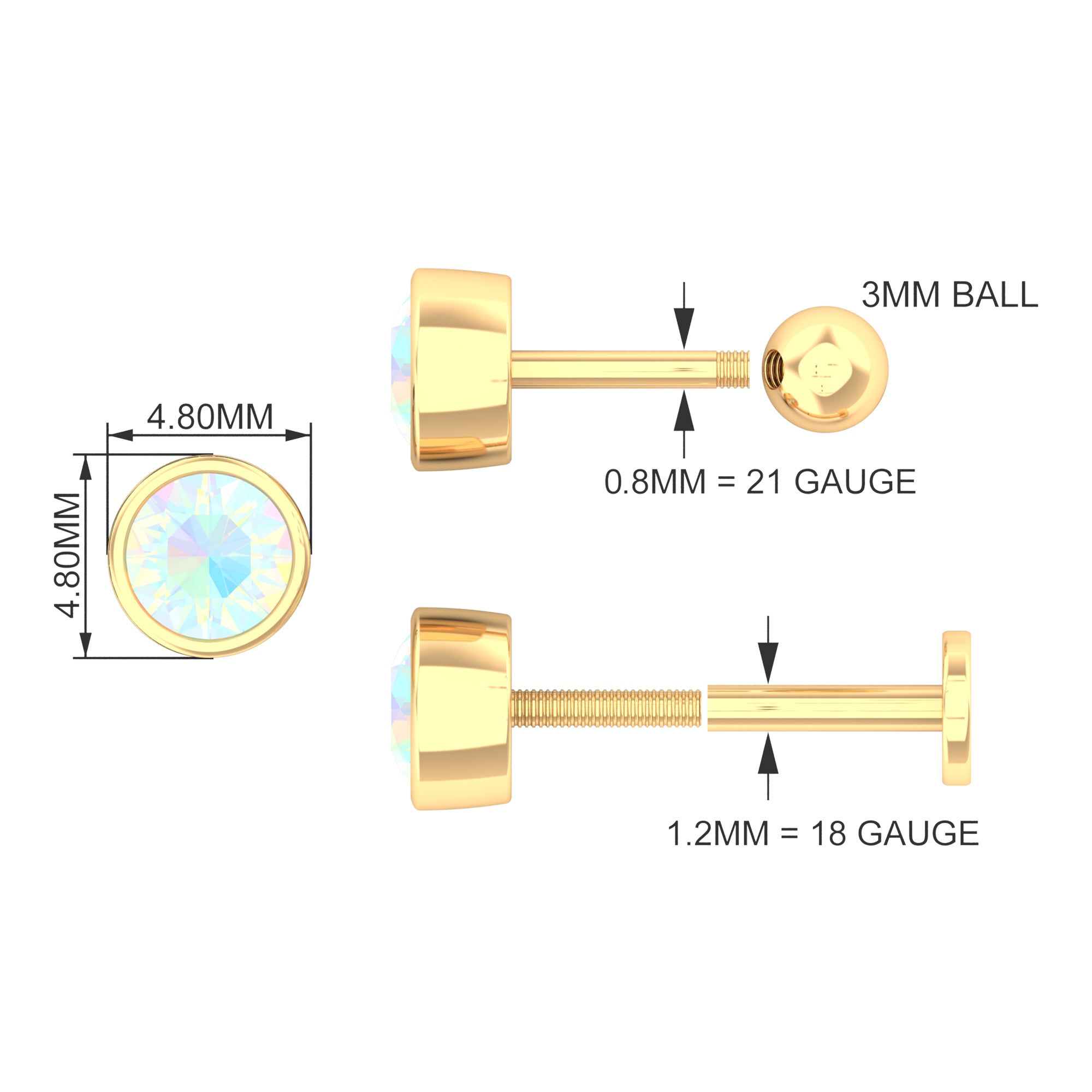 Rosec Jewels-Round Ethiopian Opal Helix Earring in Gold