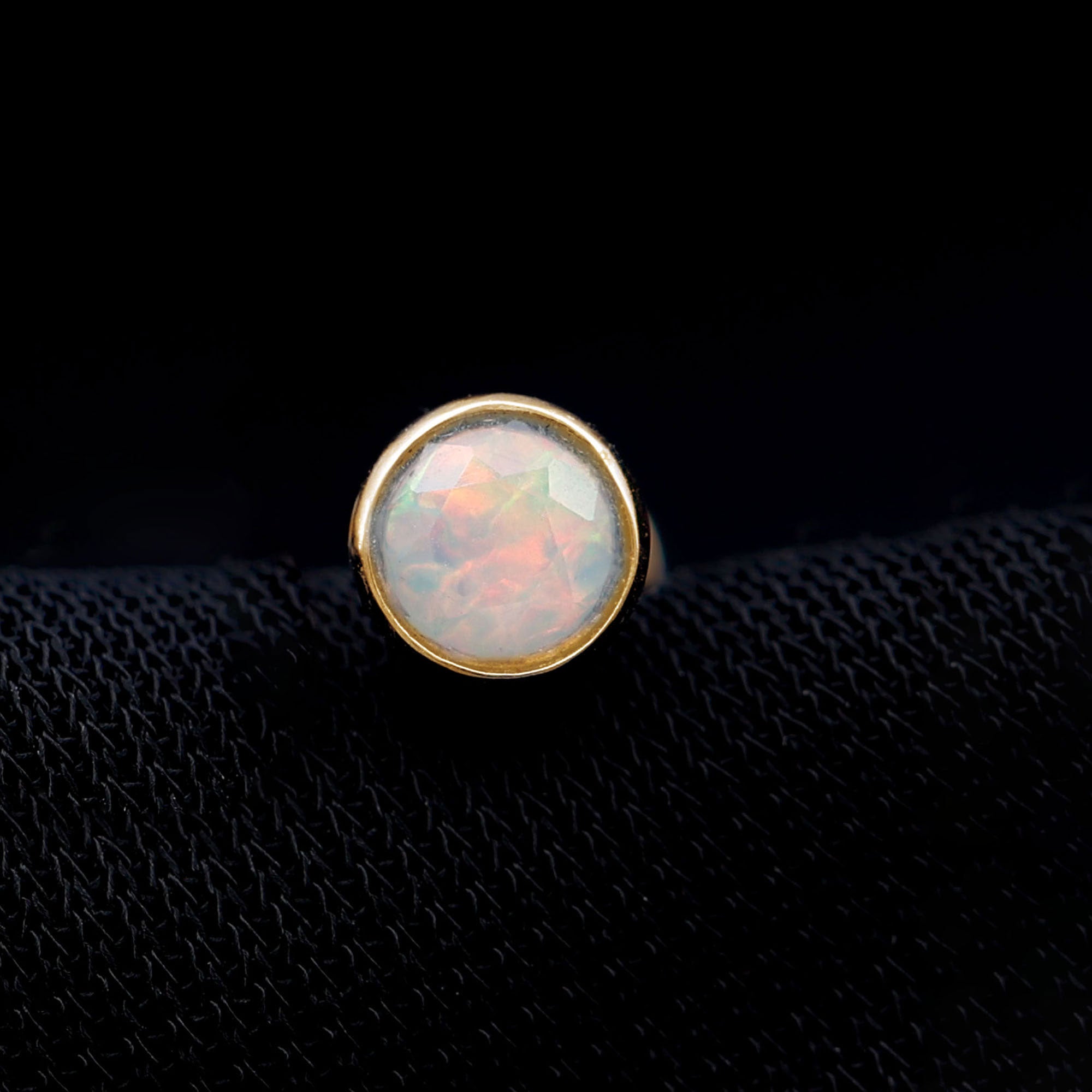 Rosec Jewels-Round Ethiopian Opal Helix Earring in Gold