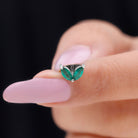 Rosec Jewels-Marquise Created Emerald Leaf Earring for Helix Piercing