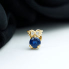 Rosec Jewels-Blue Sapphire and Moissanite Owl Helix Earring