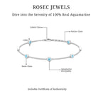 0.75 CT Bezel Set Aquamarine Seven Stone Station Chain Bracelet Aquamarine - ( AAA ) - Quality - Rosec Jewels