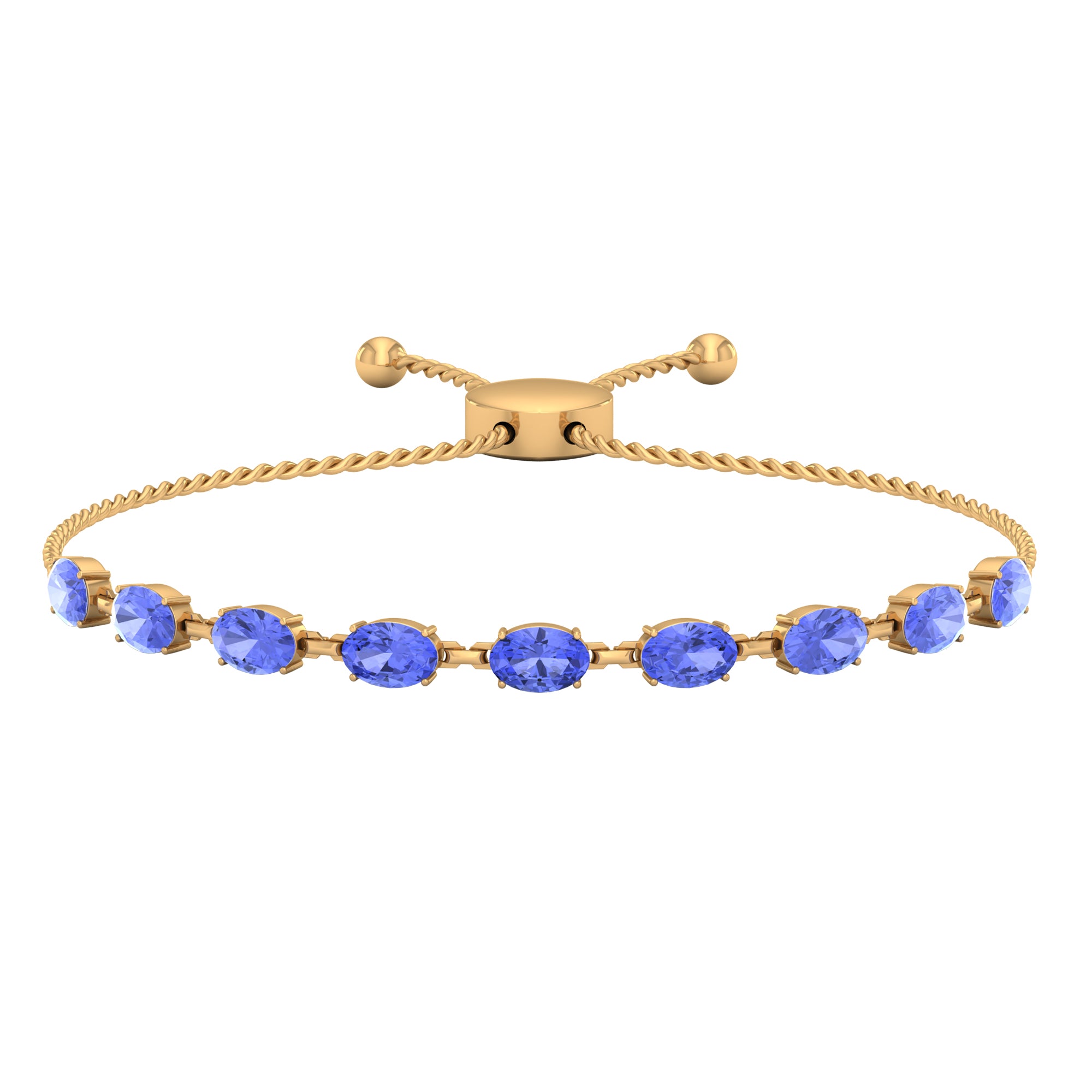 Oval Shape Tanzanite East West Link Bolo Bracelet Tanzanite - ( AAA ) - Quality - Rosec Jewels