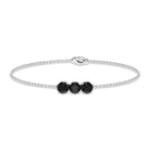 1.25 CT Black Onyx Three Stone Chain Bracelet Black Onyx - ( AAA ) - Quality - Rosec Jewels