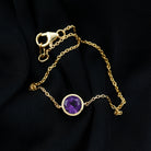 6 MM Bezel Set Amethyst Solitaire Gold Chain Bracelet Amethyst - ( AAA ) - Quality - Rosec Jewels