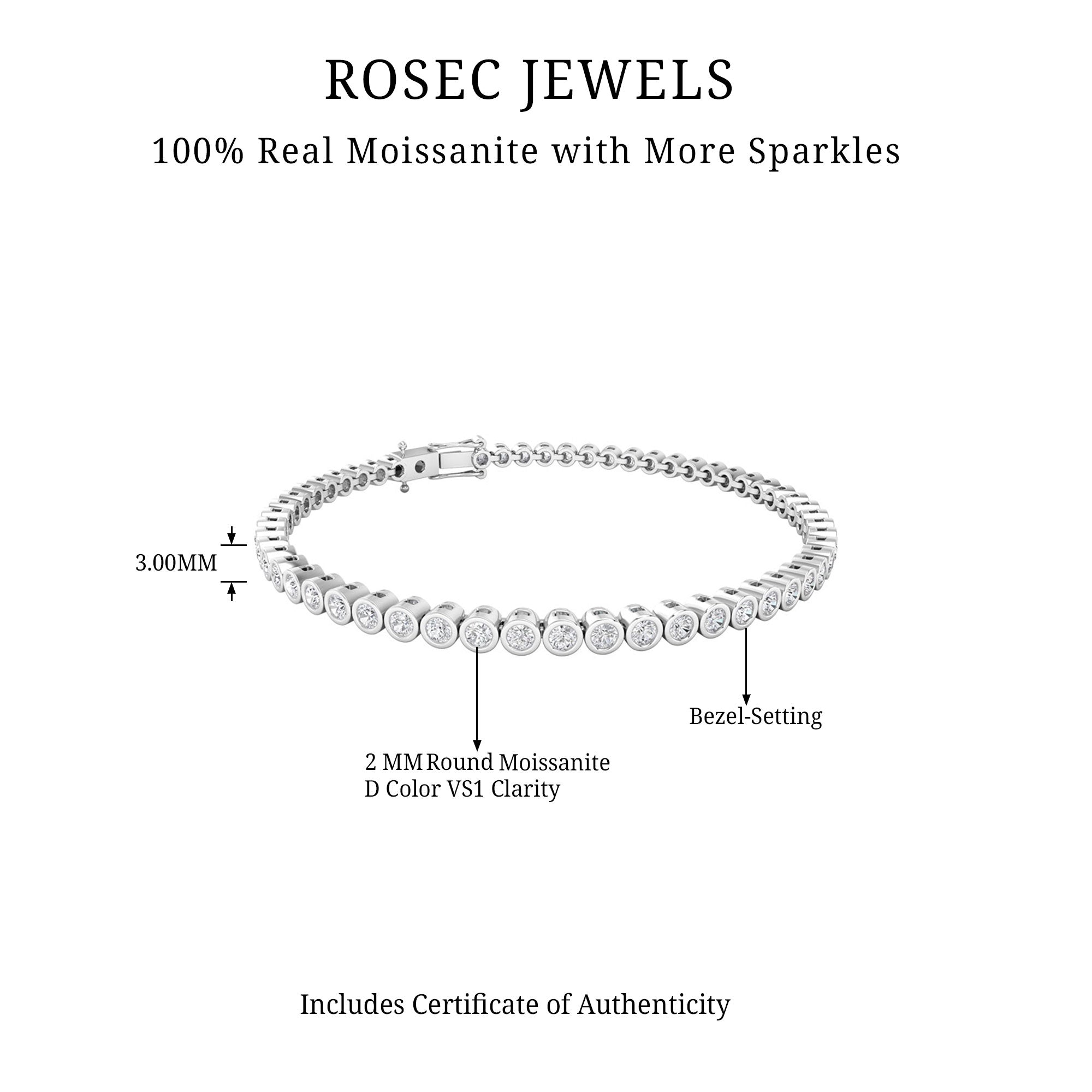 3.50 CT Moissanite Gold Tennis Bracelet Moissanite - ( D-VS1 ) - Color and Clarity - Rosec Jewels