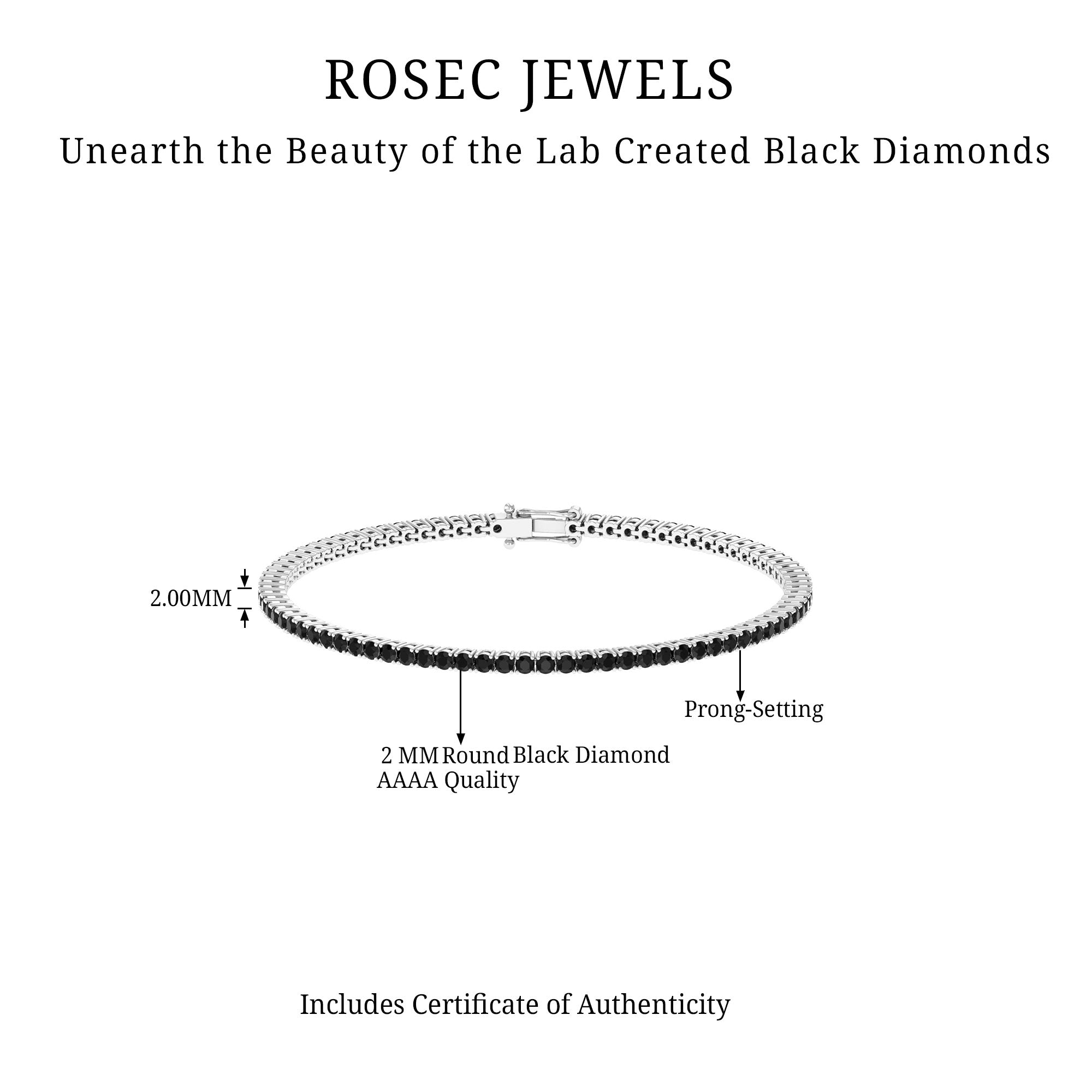 3.25 CT Lab Created Black Diamond Tennis Bracelet in Gold Lab Created Black Diamond - ( AAAA ) - Quality - Rosec Jewels