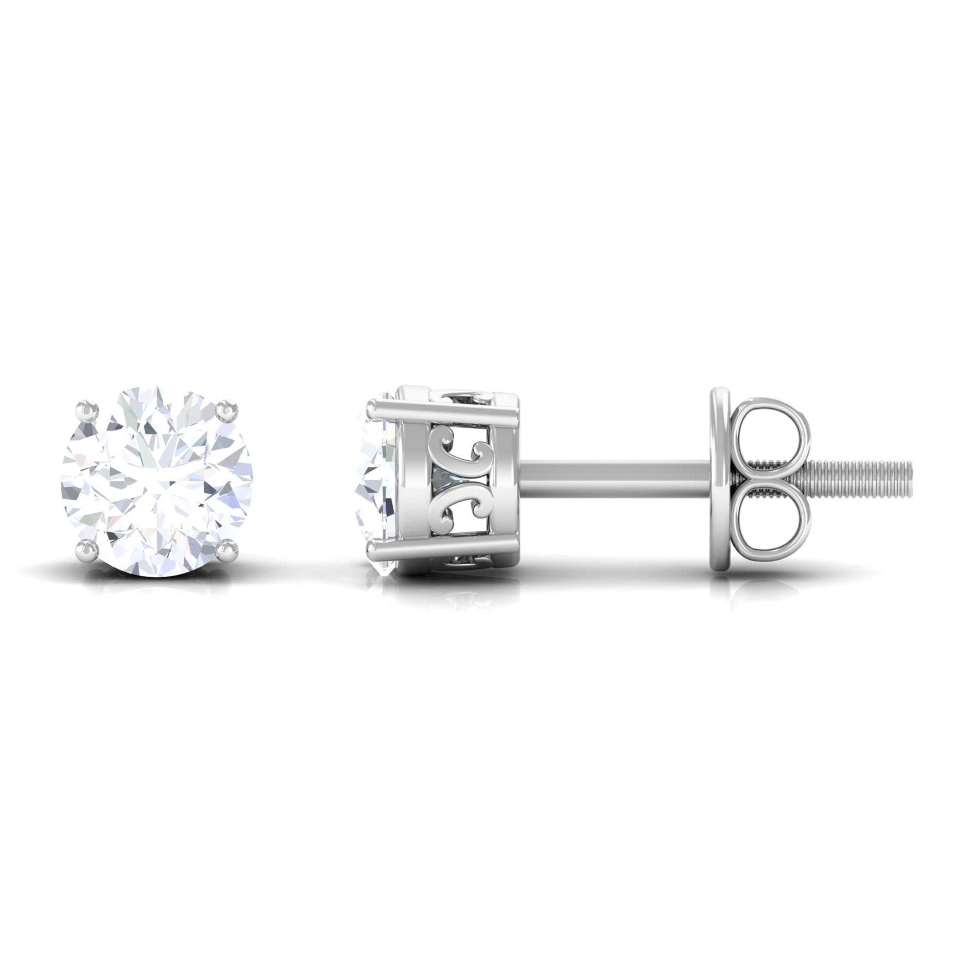 3/4 CT Cubic Zirconia Solitaire Stud Earrings Zircon - ( AAAA ) - Quality - Rosec Jewels