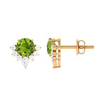 1.50 CT Peridot and Diamond Classic Stud Earrings with Half Halo Peridot - ( AAA ) - Quality - Rosec Jewels