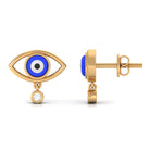 Classic Evil Eye Stud Earrings with Moissanite Drop in Bezel Setting Moissanite - ( D-VS1 ) - Color and Clarity - Rosec Jewels