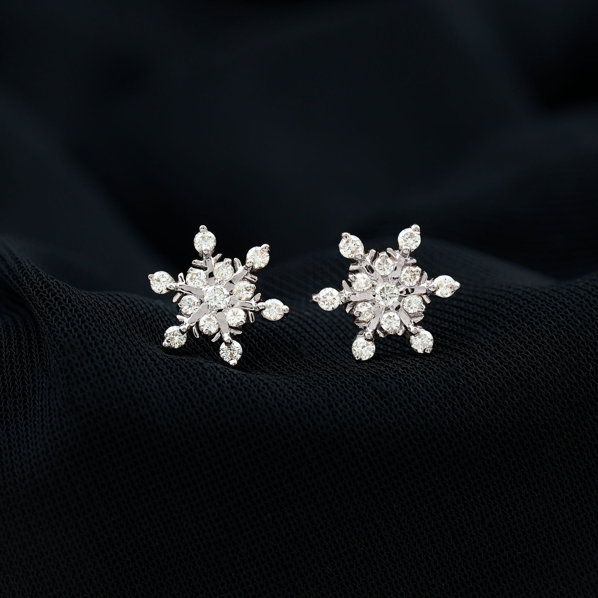 0.75 CT Moissanite Snowflake Stud Earrings Moissanite - ( D-VS1 ) - Color and Clarity - Rosec Jewels