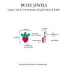 2 CT Created Ruby and Created Emerald Cute Strawberry Earrings Lab Created Ruby - ( AAAA ) - Quality - Rosec Jewels