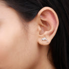 Cute Dolphin Stud Earrings with Moissanite Moissanite - ( D-VS1 ) - Color and Clarity - Rosec Jewels