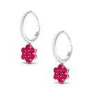 2.25 CT Ruby and Moissanite Flower Drop Dangle Earrings Ruby - ( AAA ) - Quality - Rosec Jewels