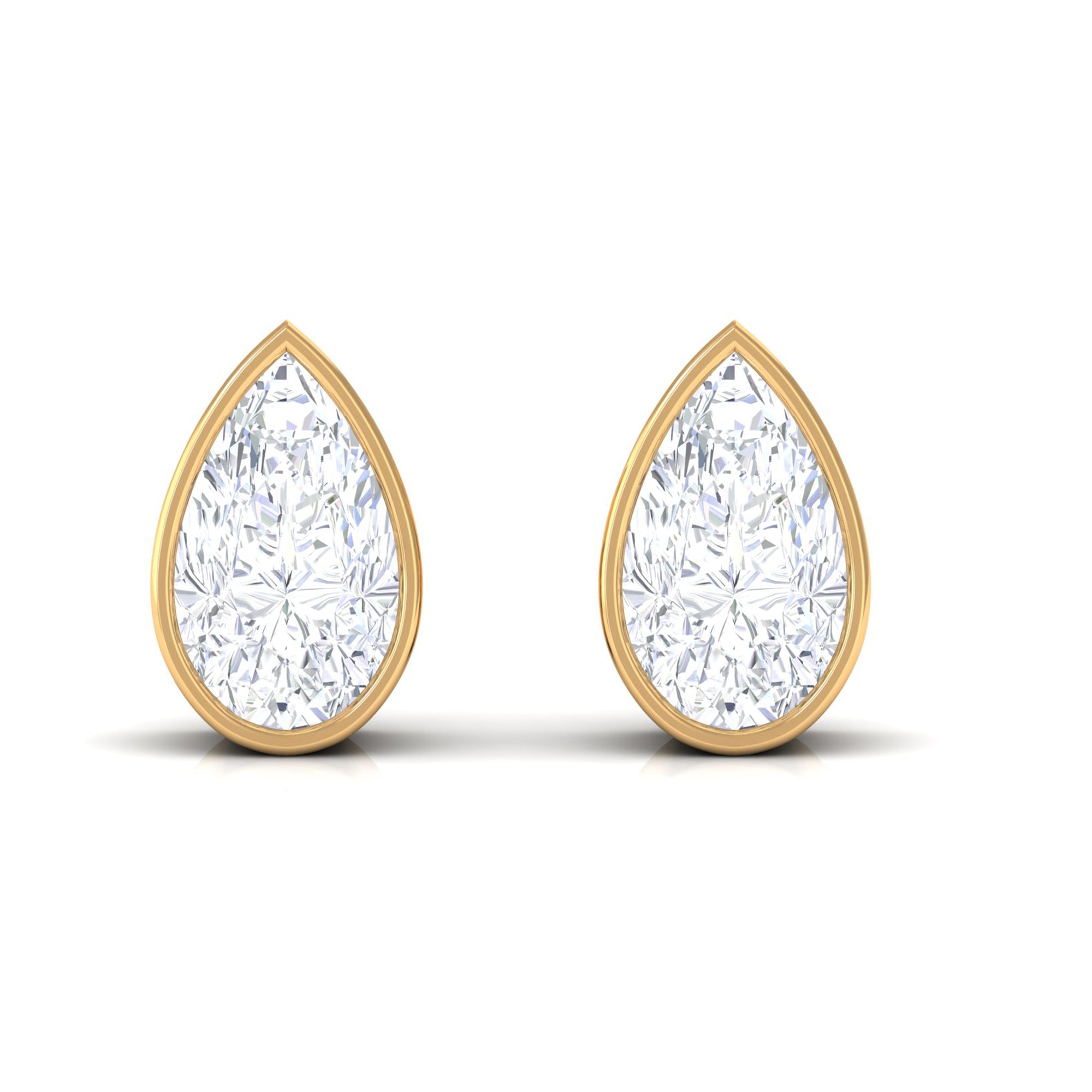 Pear Cut Natural Diamond Solitaire Stud Earrings Diamond - ( HI-SI ) - Color and Clarity - Rosec Jewels