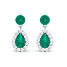 Emerald and Diamond Bridal Teardrop Dangle Earrings Emerald - ( AAA ) - Quality - Rosec Jewels