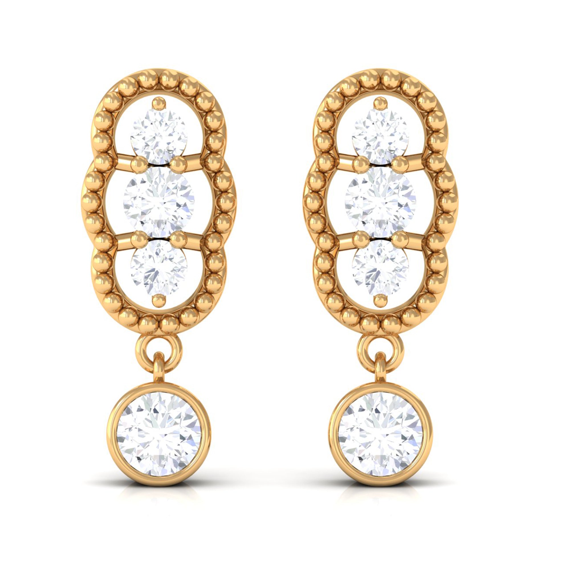 3/4 CT Minimal Diamond Drop Earrings in Gold Diamond - ( HI-SI ) - Color and Clarity - Rosec Jewels