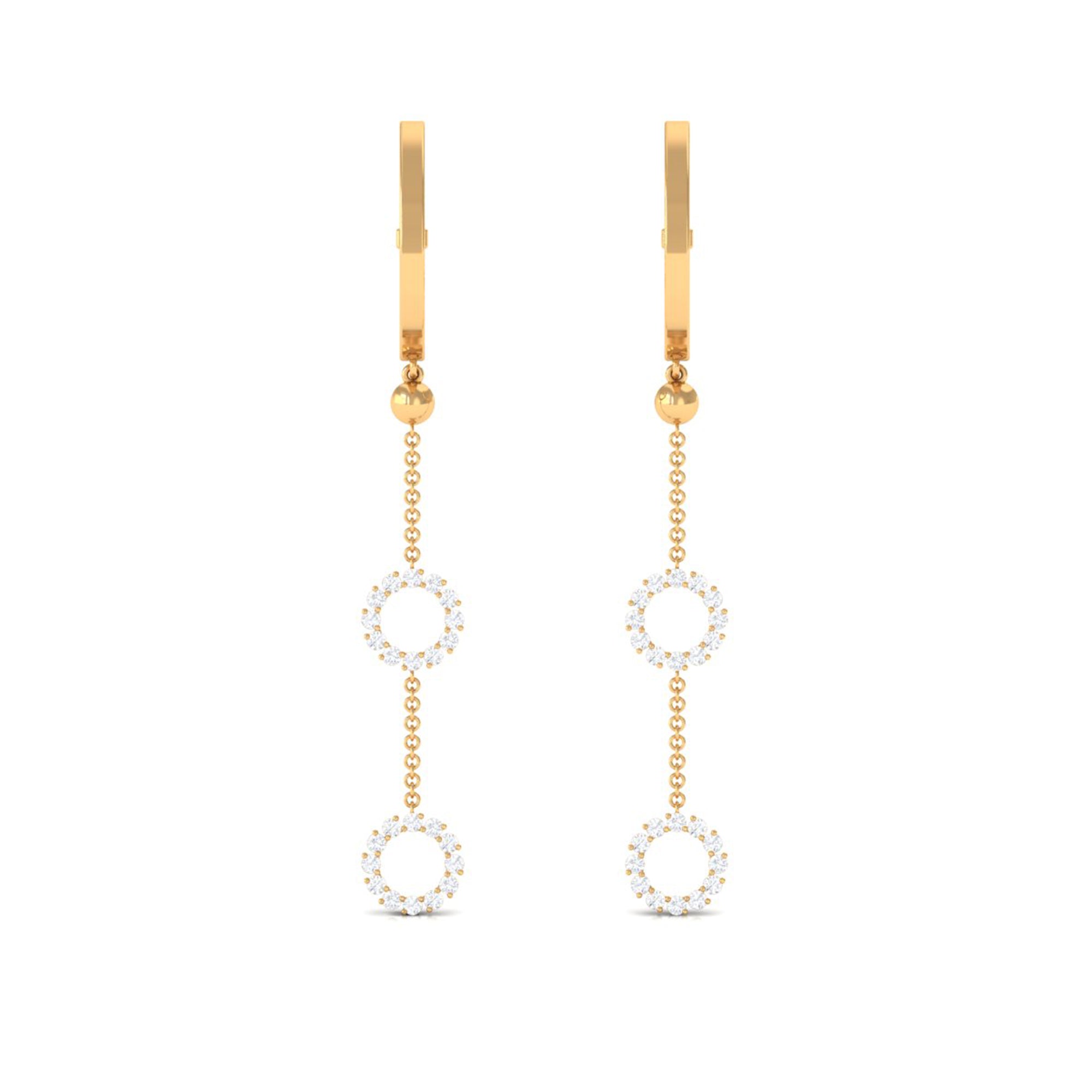 1 CT Open Circle Diamond Dangle Chain Hoop Earrings Diamond - ( HI-SI ) - Color and Clarity - Rosec Jewels