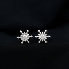 Snowflake Stud Earrings with Bezel Set Diamond Diamond - ( HI-SI ) - Color and Clarity - Rosec Jewels