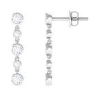 3/4 CT Certified Moissanite Gold Dangle Earrings in Bezel Setting Moissanite - ( D-VS1 ) - Color and Clarity - Rosec Jewels