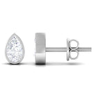 Zircon Teardrop Solitaire Stud Earrings in Bezel Setting Zircon - ( AAAA ) - Quality - Rosec Jewels