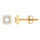 Cubic Zirconia Halo Stud Earrings Zircon - ( AAAA ) - Quality - Rosec Jewels