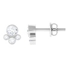 Contemporary Zircon Cluster Stud Earrings in Bezel Setting Zircon - ( AAAA ) - Quality - Rosec Jewels