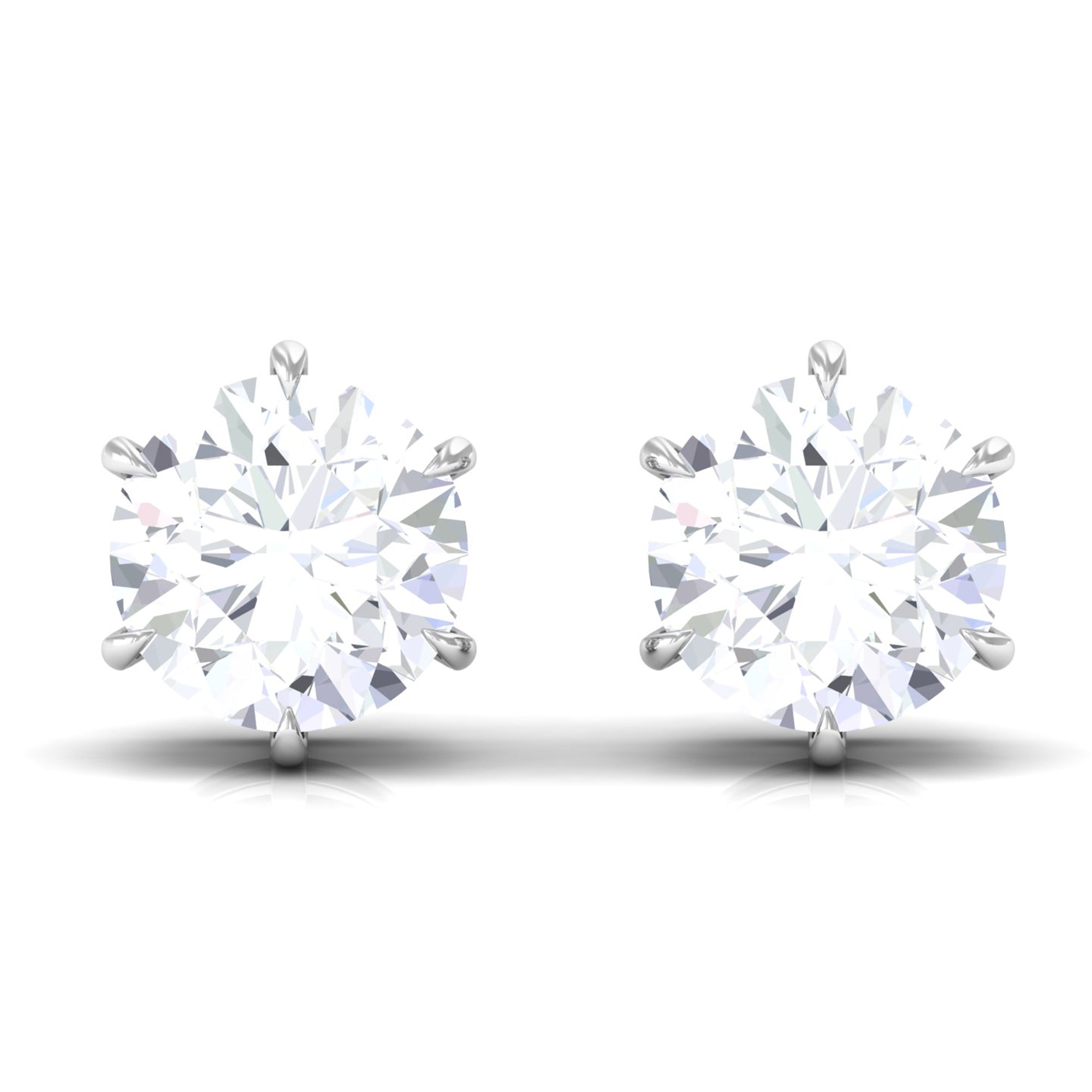 Certified Zircon Solitaire Screw Back Stud Earrings Zircon - ( AAAA ) - Quality - Rosec Jewels