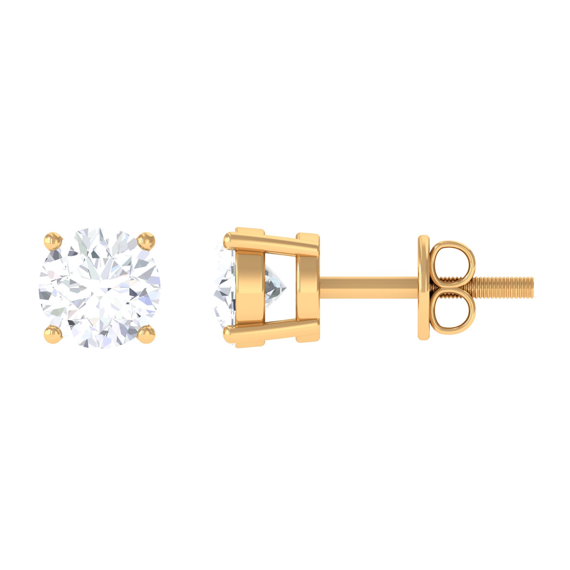 Certified Zircon Solitaire Stud Earrings with Screw Back Zircon - ( AAAA ) - Quality - Rosec Jewels