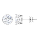 2 CT Round Solitaire Zircon Crown Stud Earrings in Silver Zircon - ( AAAA ) - Quality 92.5 Sterling Silver - Rosec Jewels