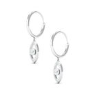 3/4 CT Round Zircon Evil Eye Hoop Drop Earrings in Gold Zircon - ( AAAA ) - Quality - Rosec Jewels