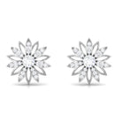 Zircon Flower Screw Back Stud Earrings Zircon - ( AAAA ) - Quality - Rosec Jewels